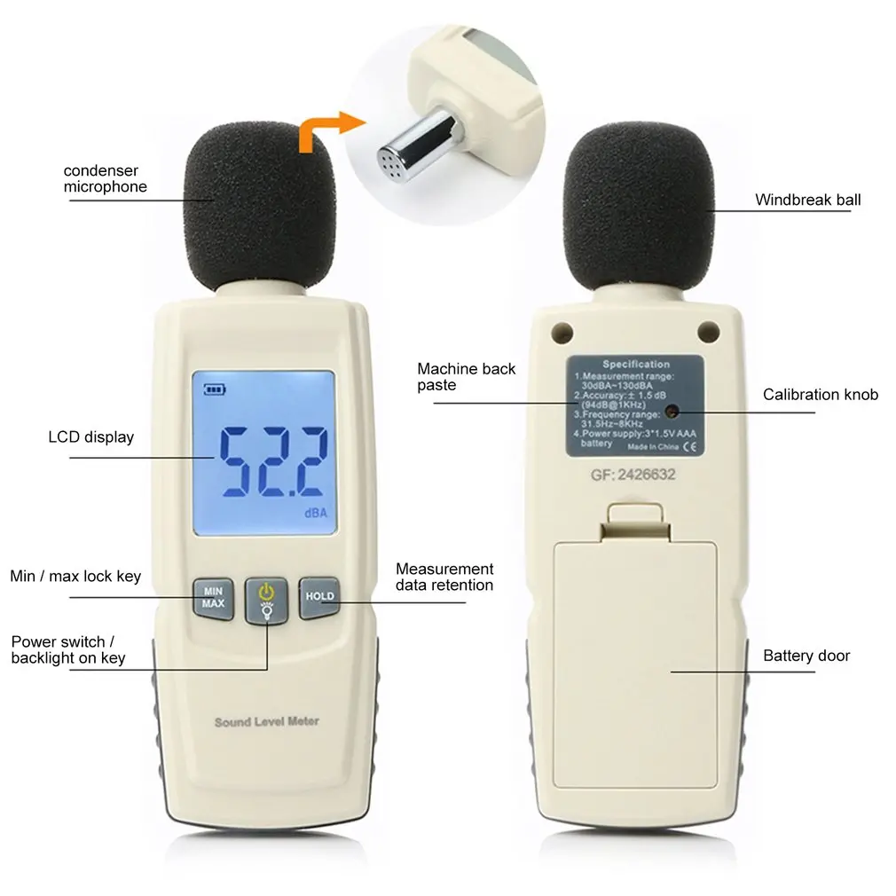 

Mini Sound Level Meters Decibel Meter Logger Noise Audio Detector Digital Diagnostic-tool Automotive Microphone GM1352