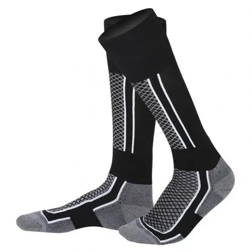 Grey Black Мужские и женские зимние уличные спортивные носки для сноуборда, катания на лыжах, плотные теплые носки без пятки, Детские хлопковые носки, походные носки - Цвет: Grey Black