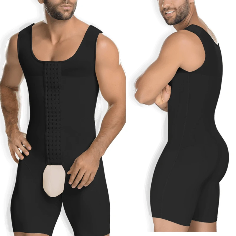 2021 Men's Shapewear Bodysuit Full Body Shaper Compression Slimming Underwear Breathable Corset Fitness Butt Lifter Hide Man