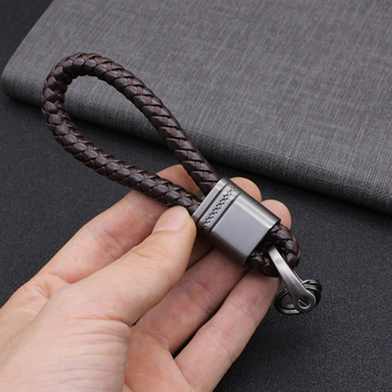 

Leather Knitting Rope KeyChain High-Grade Hand Woven Leather Car KeyChains for Women Man Fashion Key Accessory Keyrings Gifts