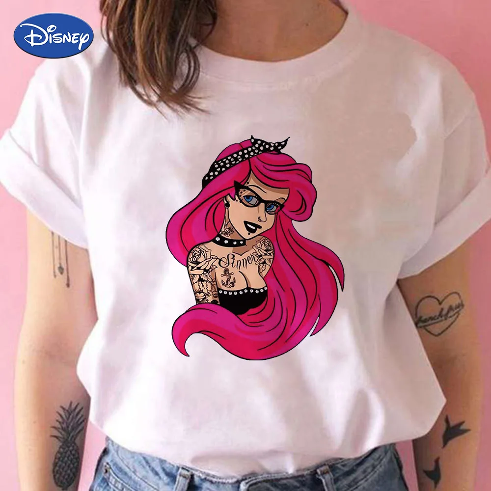 Disney Ariel Princess женские футболки Y2K сексуальная мягкая девушка эстетическая одежда