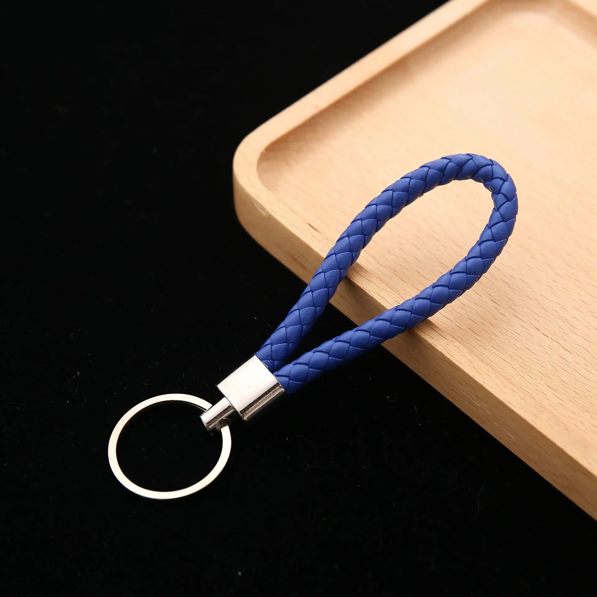 Royal Blue PADEGAO 50 шт. Веревка Ключ Пряжка Кулон переплетение брелок для ключей в виде троса металлический влюбленный мультфильм часть натуральная кожа Автомобильный Ключ Пряжка PDG140 - Цвет: Royal Blue