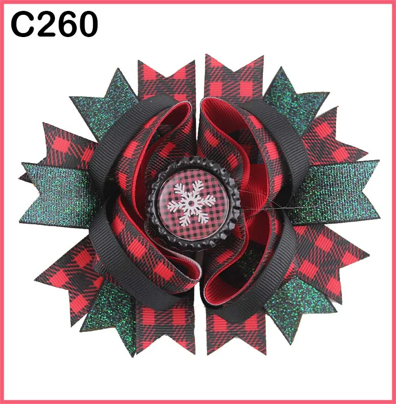 ; Группа D 24 шт. Рождество заколки для волос с узором карамельной трости и лук Санта заколка для волос с оленем праздник веселый рождественский бант для волос - Цвет: 20181024260