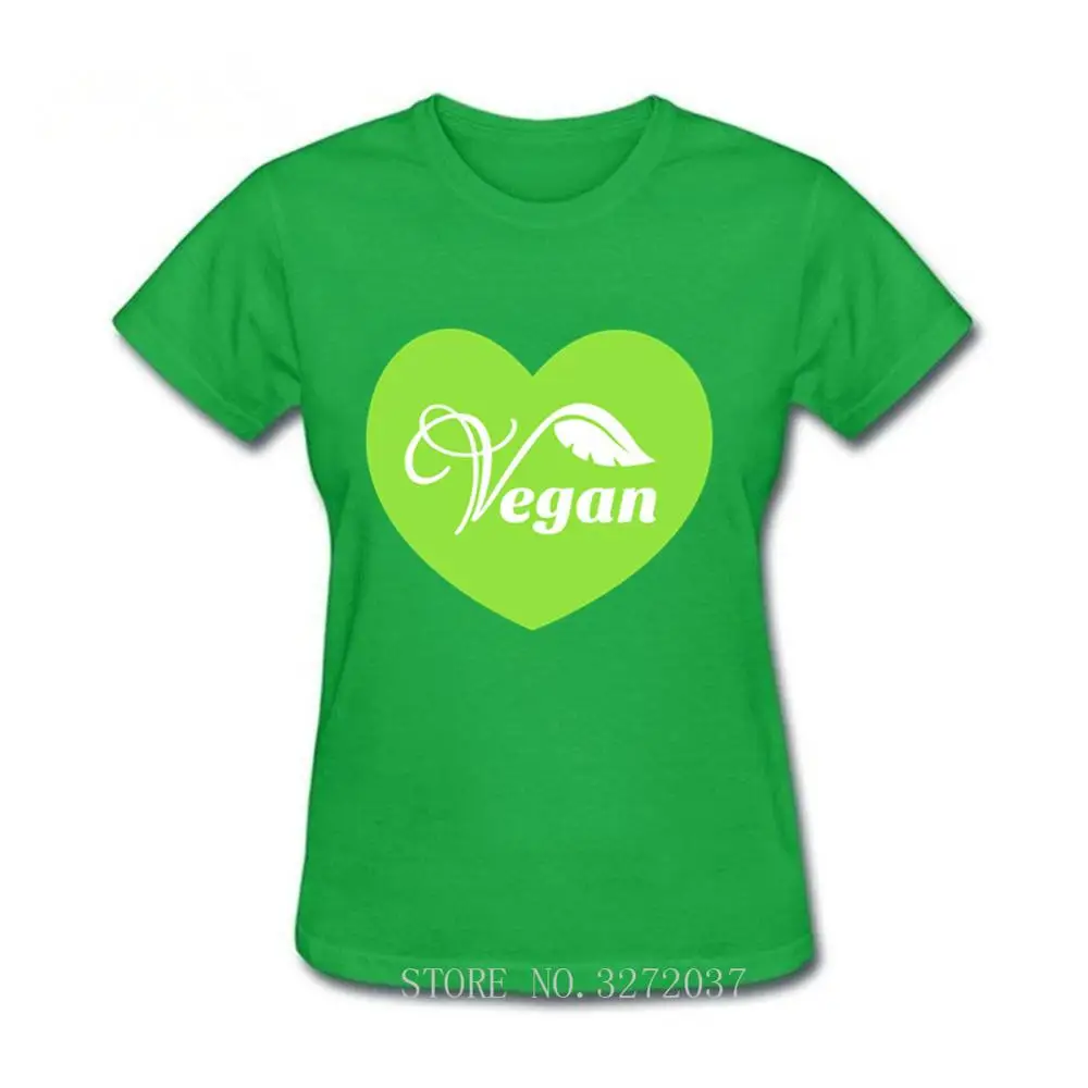 Casual Women'S GREEN VEGAN HEART Pink Tshirt Top Heart Print Cute Clothes Short Sleeve 2019 Summer T Shirt | Женская одежда