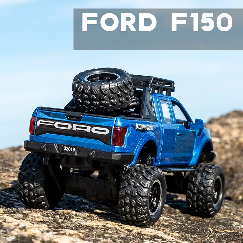New 1:32 Ford Raptor F150 Alloy Diecast Car Model Toys Sound Light Toy Pickup Truck Pull Back Vehicle For Children машинки
