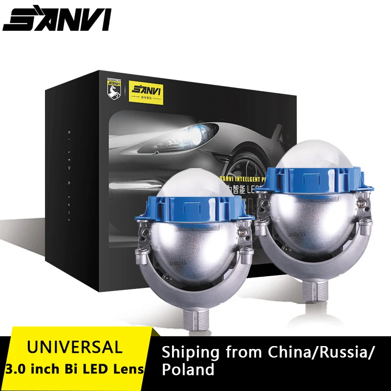 SANVI 2 шт. 35 Вт 5500 к 3 дюйма авто Bi светодиодный объектив для проектора фары H4 H7 9005 9006