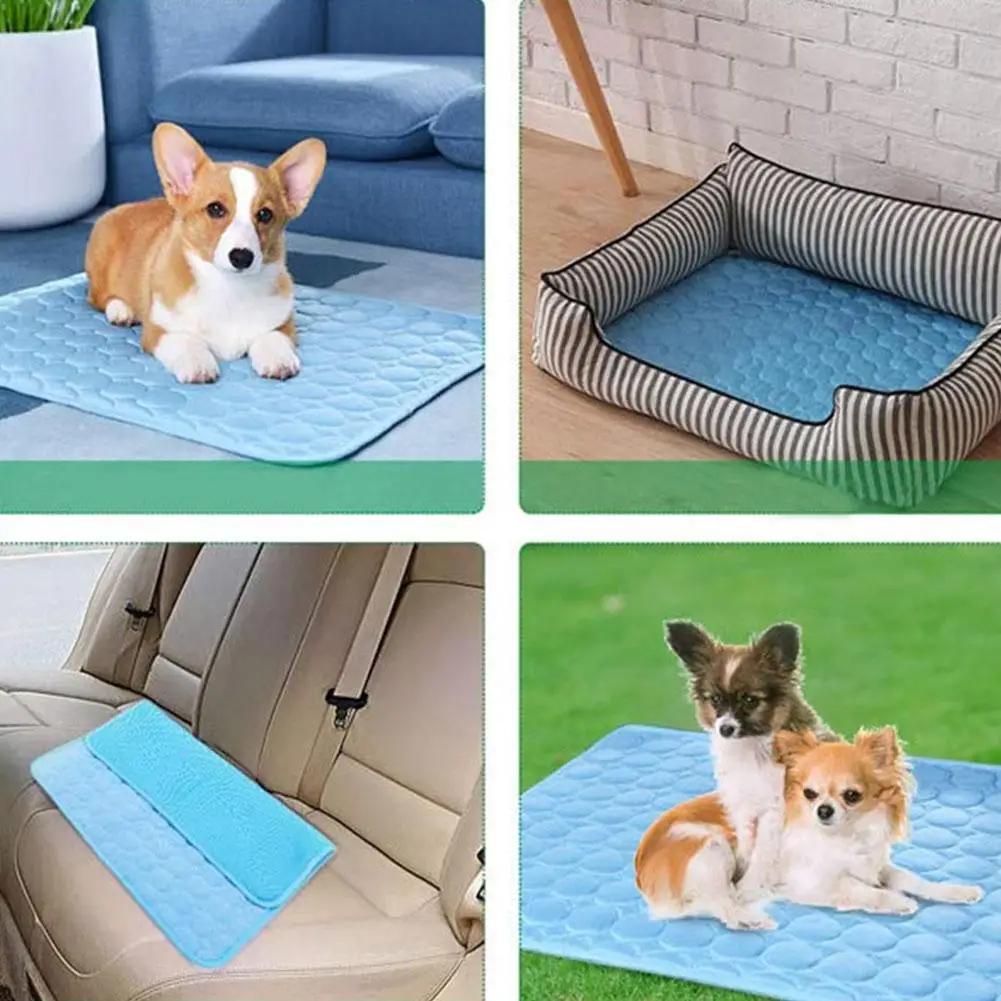 

Dog Cooling Mat Ice Pad 70*56cm Pet Large Size Ice Silk Cool Pet Summer Cat Cooling Blanket Cushion Indoor Seat Puppy Pet Mat