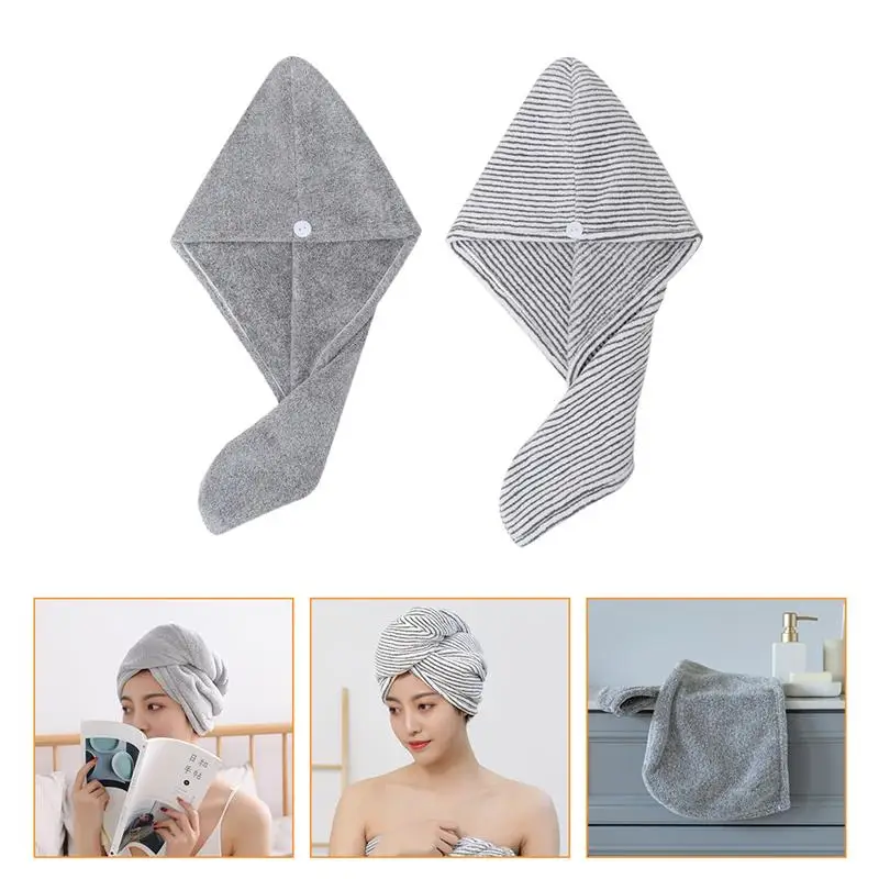 

2Pcs Simple Durable Practical Convenient Hair-drying Caps Dry Hair Hats Shower Caps for Home