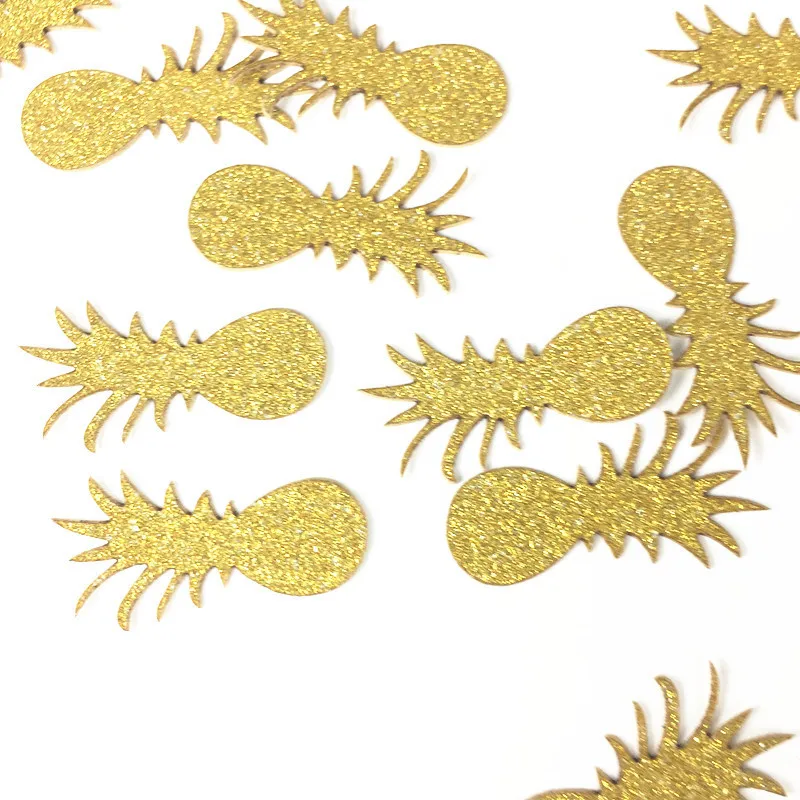 

100 шт./упак. милый Блестящий Золотой ананас, бумажный стол, конфетти, рассеяние для 1-й дня рождения, украшения для вечеринки мальчика, девочки...