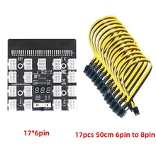 HOT-Breakout Board 17 Port 6Pin LED Display Power Module Server Card 6Pin to 8Pin Cable for HP 1200W 750W PSU GPU BTC Mining