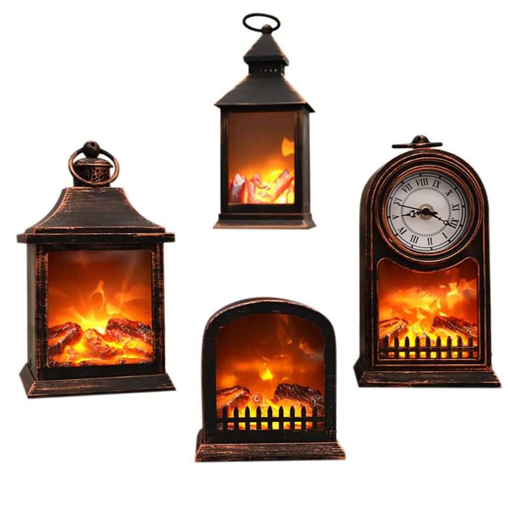 Портативный масляная лампа Светодиодная с эффектом пламени фонари камин дрова