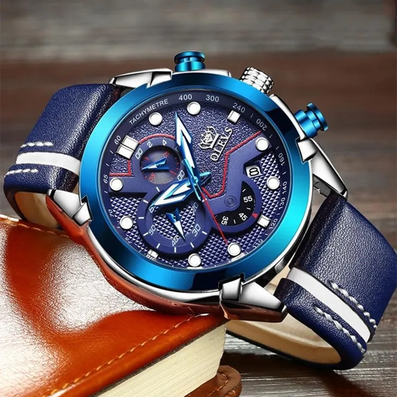 

Luxury Brand Men's Black Fashion Sports Watch Men's Quartz Chronograph Men's Leather Time Casual Watches relogio masculino