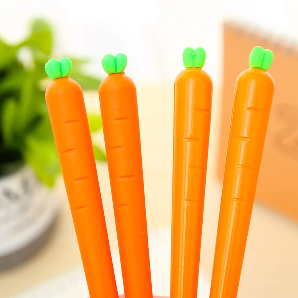 36Pc/set Creative Funny Carrot Cute Pens Vegetable Kawaii School Gel Pen Thing Black Blue Ink Roller Ball Point Stationery Store |