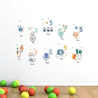 animal number paste 1 to 10 removable wall sticker living room aesthetic childrens room kindergarten background wall stickers