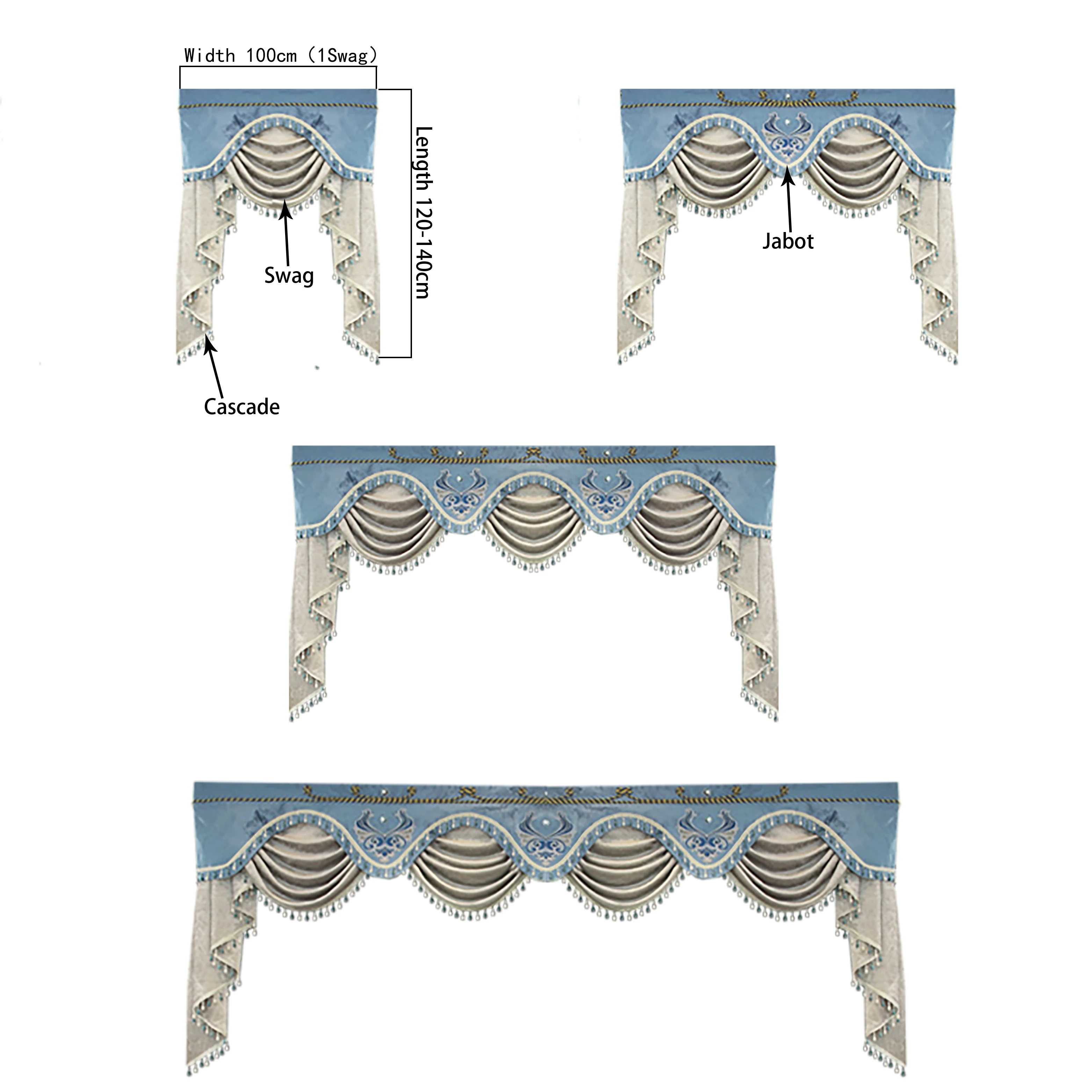 

Luxury custom valance Used for curtains at the top (Buy VALANCE dedicated link/Not including Cloth curtain and tulle)