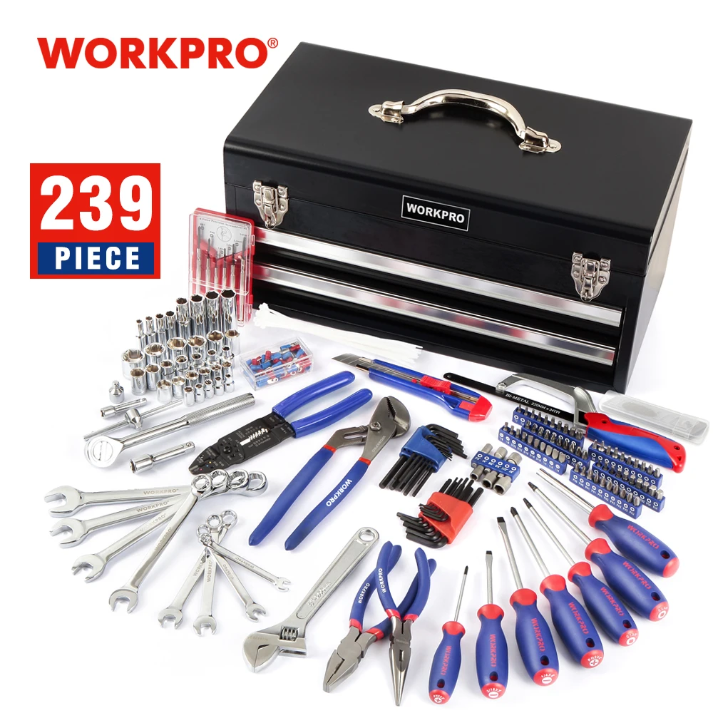 WORKPRO 239 шт. Набор инструментов ремонт дома набор механика инструмент Наборы