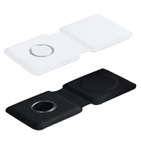 folding 15w double wireless charger pad for iphone 12 mini 12 pro max fast charging dock station for airpods apple watch 2 3 4 5