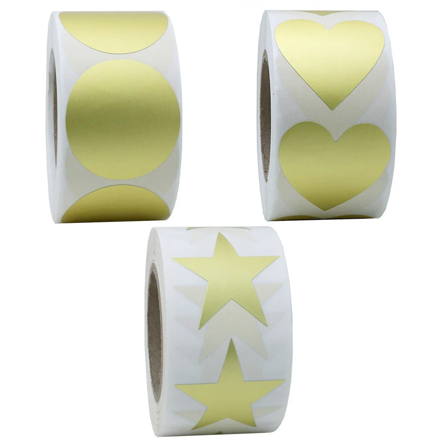 Красивые 500 шт/рулон Золотой Круглый/Сердце/пентаграмма наклейки этикетки для