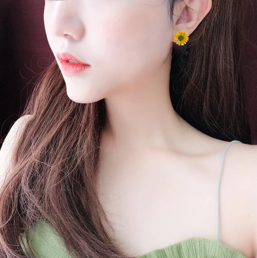 Selexia 925 silver needle small chrysanthemum Earrings temperament personality Earring | Украшения и аксессуары