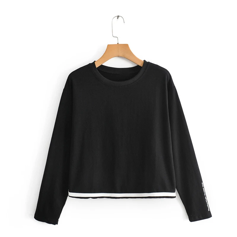 

2021 New Black Pullovers Casual Contracted No Cap Sweatshirts Simple and Elegant Sweatshirts For Women Clothing