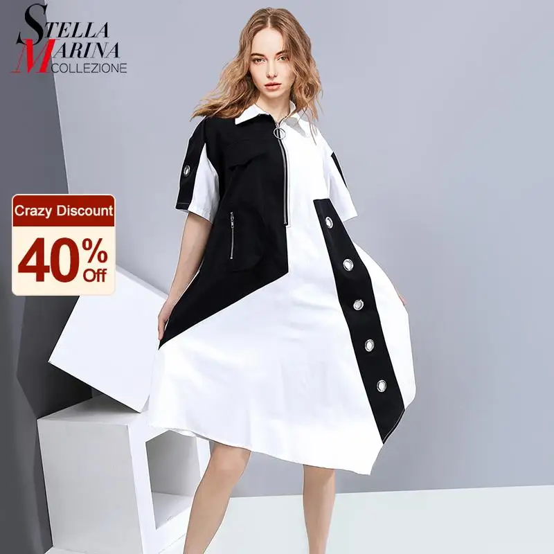 Новинка 2020 уникальный стиль женское летнее платье рубашка на молнии и карманах