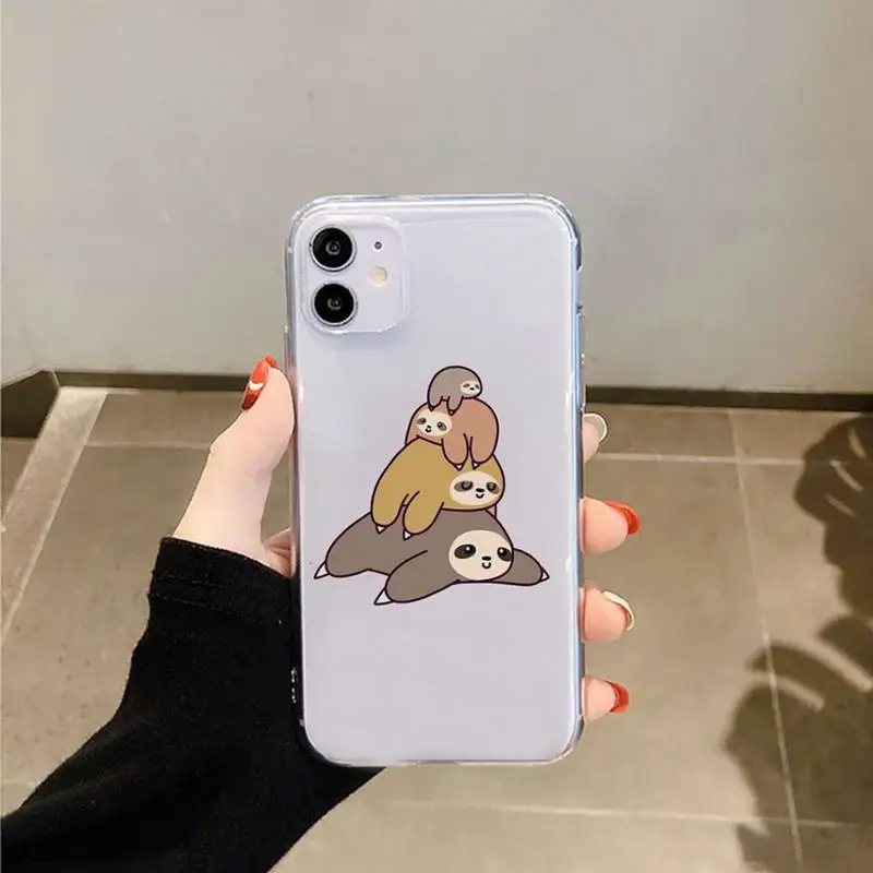 

Sloth Cute Animal Phone Case Transparent soft For iphone 5 5s 5c se 6 6s 7 8 11 12 plus mini x xs xr pro max