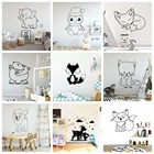 Наклейки на стену в виде милых животных для детской комнаты, домашние декоративные обои, наклейки
