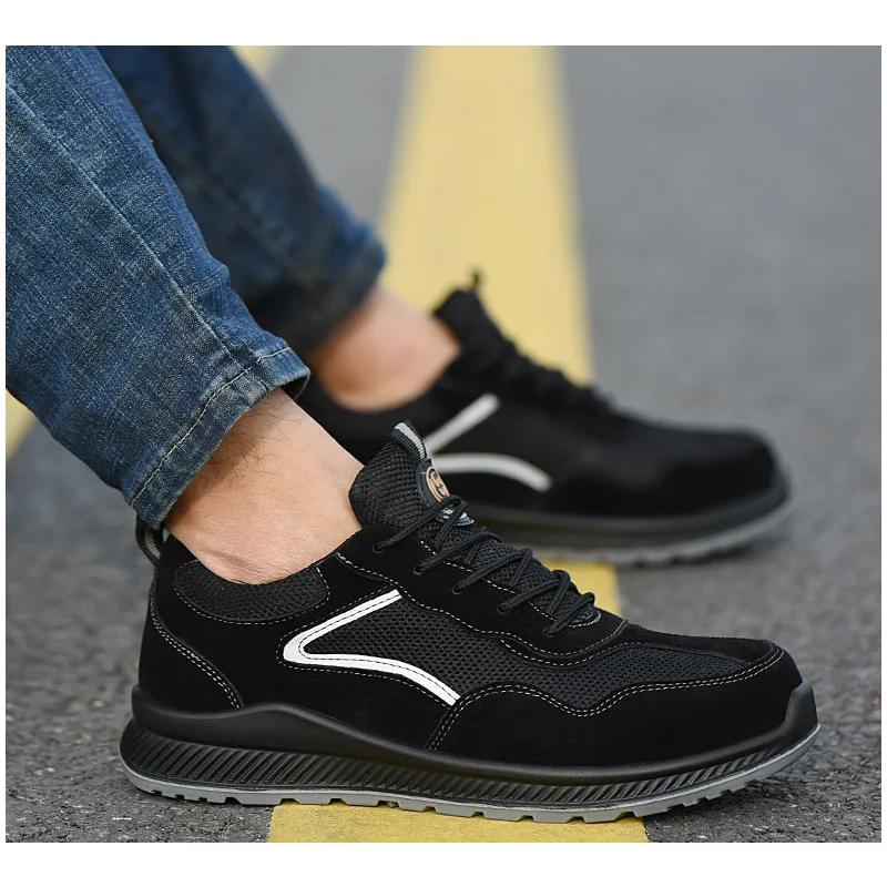 Drop shipping 6KV insulation men safety shoes steel toe cap breathable leather mesh work sneakers plus size ROXDIA RXM263 | Обувь