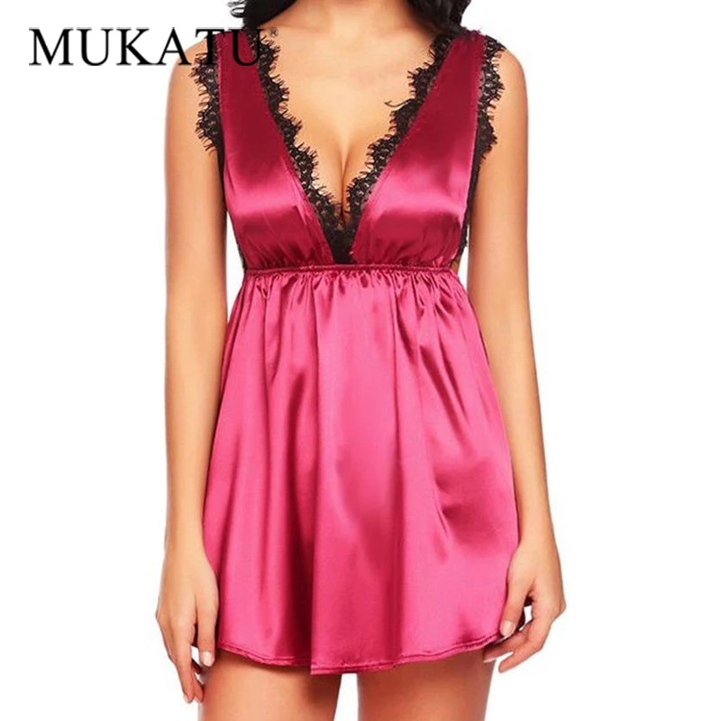 Сексуальная ночная рубашка с глубоким v-образным вырезом кружевное платье ночное