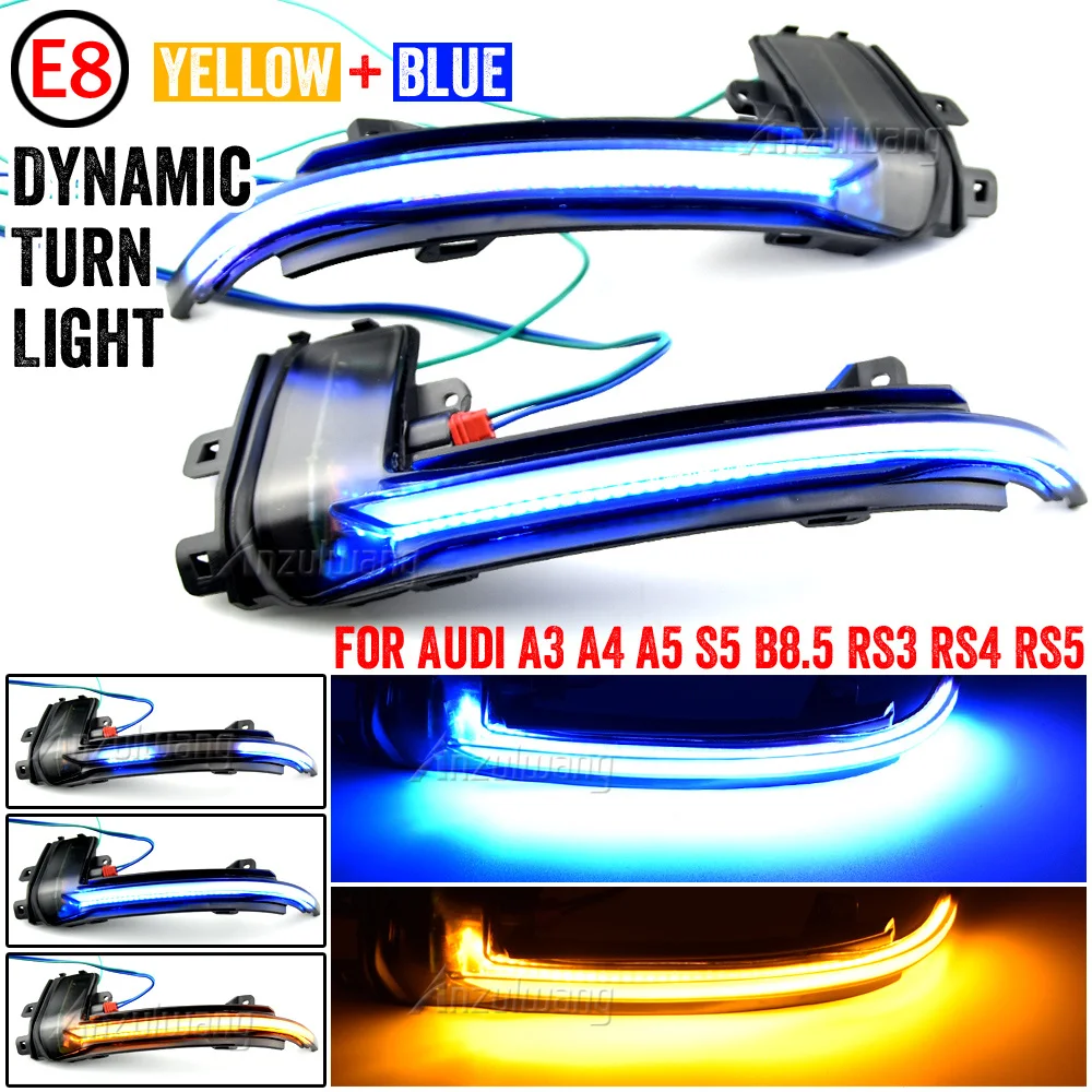 

2x Dynamic Scroll LED Turn Signal Light For Audi A4 A5 B8 B8.5 A3 8P Q3 A6 C6 Sequential Rearview Mirror Indicator Blinker Light