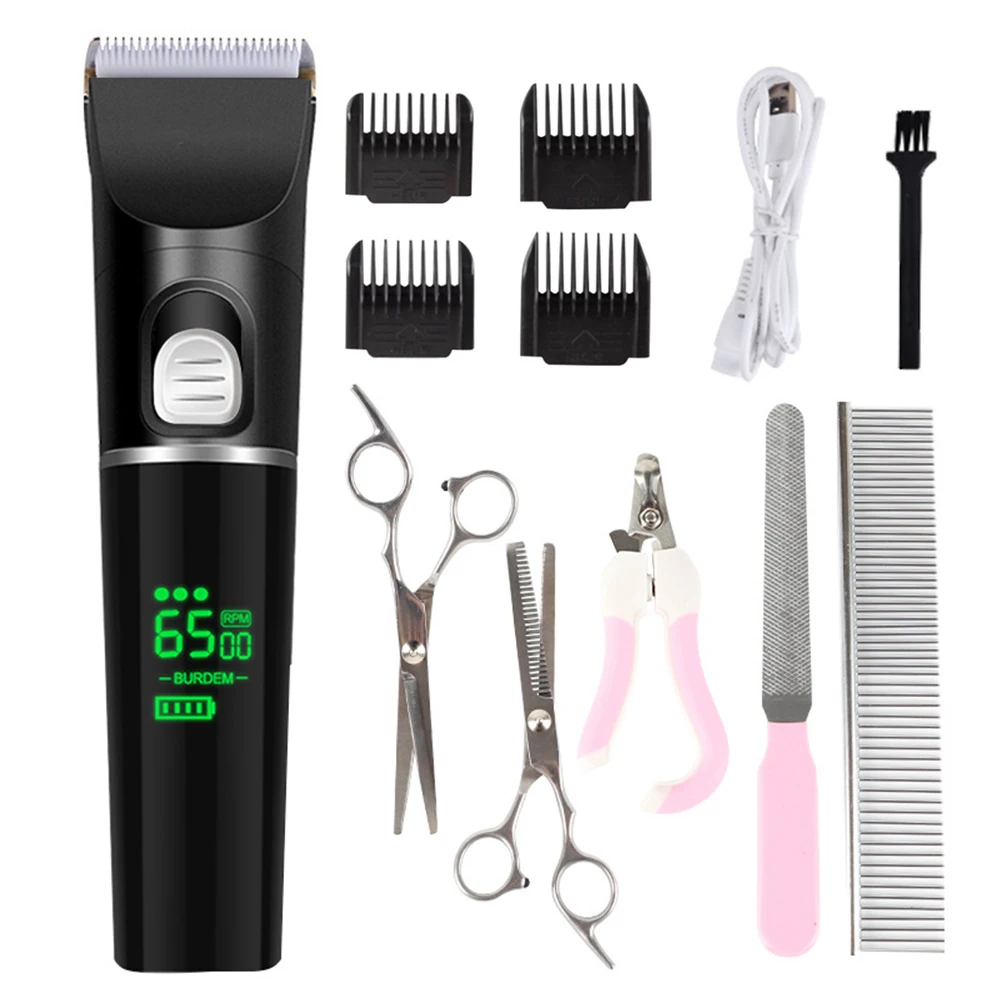 

Professional dog hair clipper trimmer rechargeable electric clippers low noise pet shaver hair cutting machine dog grooming kit