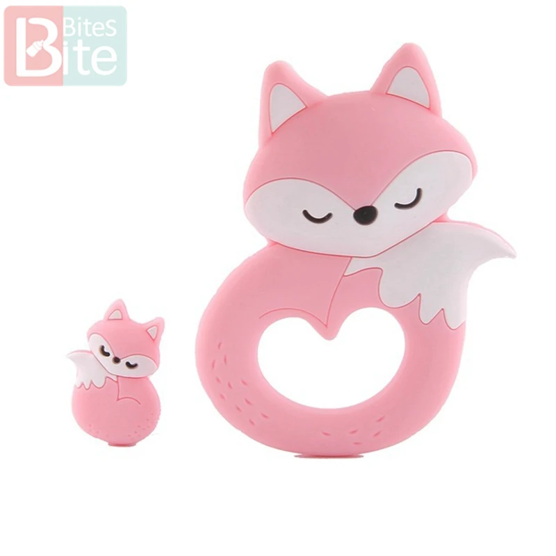Pink Fox Укус укусов 2 шт./компл. Черепаха силиконовый детский Прорезыватель для зубов "сделай сам" для изготовления Еда Класс коала силиконовые крошечные стержень при прорезывании зубов силиконовые бусины комплект ювелирных изделий - Цвет: Pink Fox