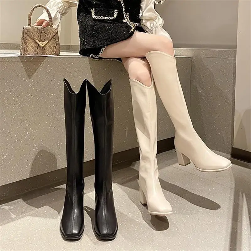 

2022 Winter Long Brand Women Boots Knee High Luxury Chelsea Chunky Platform Shoes Zipper Round Toe Botines De Mujer Women Shoes