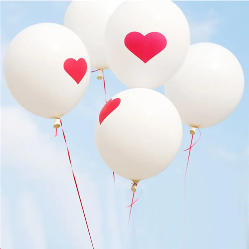 15 шт. красный белый сердце Печатный воздушный шар &quotКонфетти&quot Букет круглый
