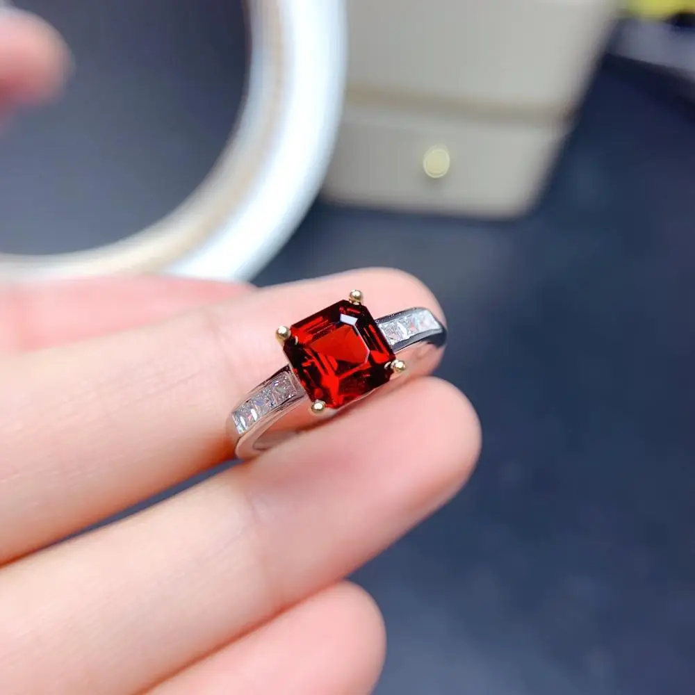

SHILOVEM 925 серебро Натуральный Красный Гранат Кольца Открытые модные вечерние оптовая продажа вокруг шеи отличное женское ожерелье подарок на...