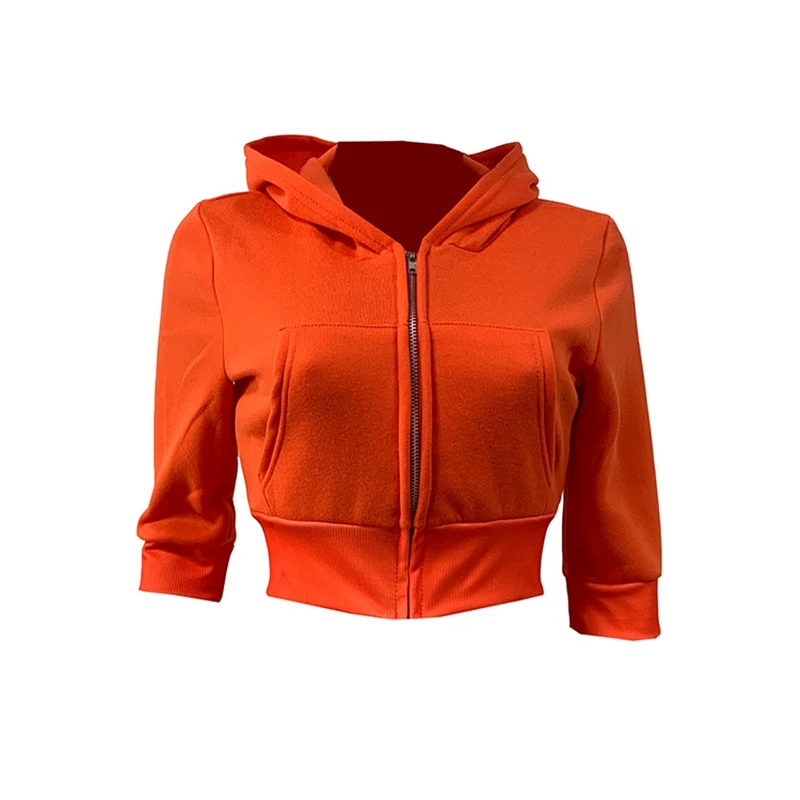 

HAOYUAN Sexy Fashion Crop Top Long Sleeve Zip Hoodies Top Women Fall Winter Clothes Streetwear Pocket Top Night Club Ladies Coat