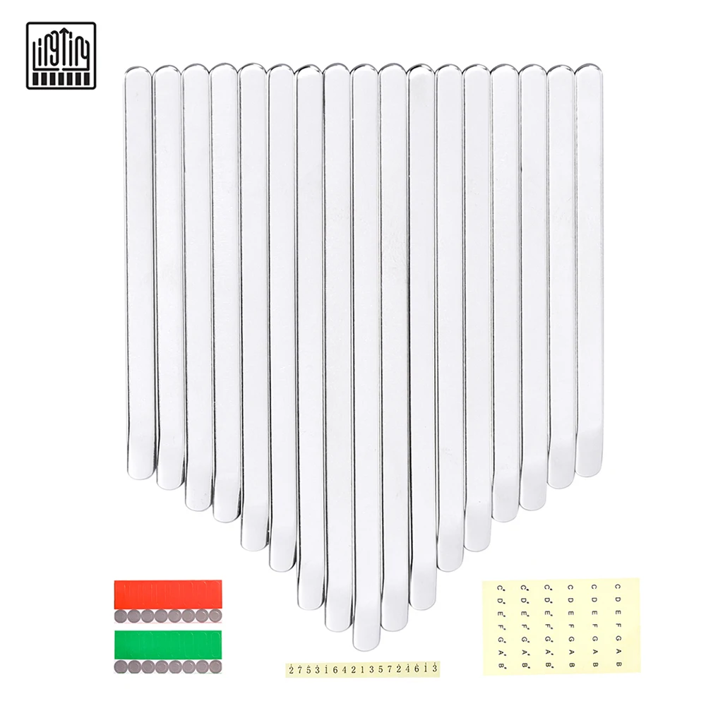 

LINGTING 17 Kalimba Keys Thumb Piano Keys Replacement Kit Manganese Steel with Stickers for 17 Key B/C Major Kalimba