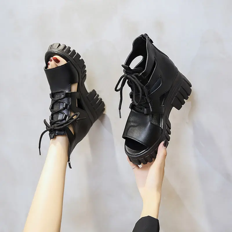 

Летние дышащие тонкие римские сандалии 2021, женские универсальные сандалии на высоком каблуке, женские сандалии на каблуке