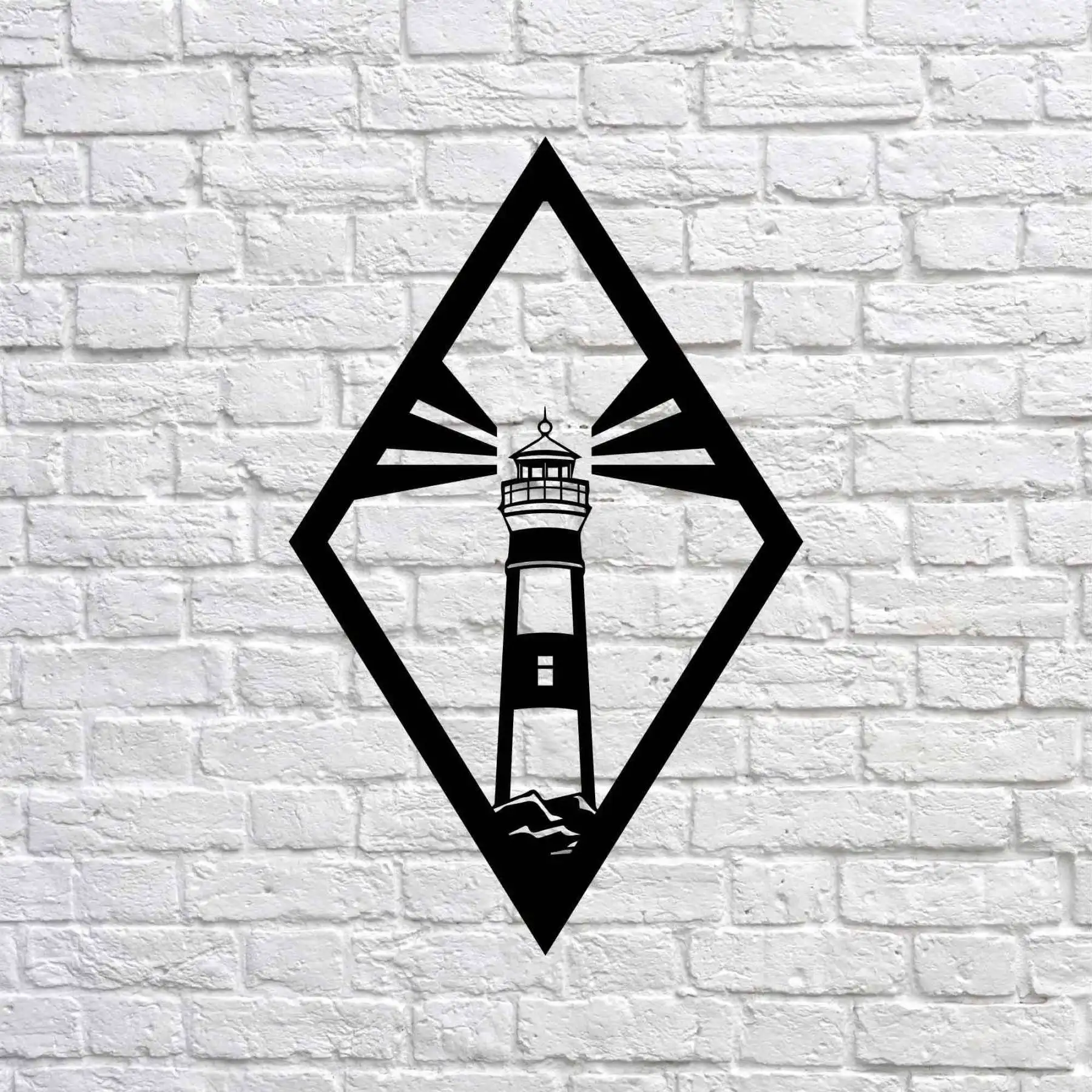 

Metal Wall Art - Lighthouse - Interior Decoration - Wall Hanging - Home Decor - Wall Sign-50x32 cm