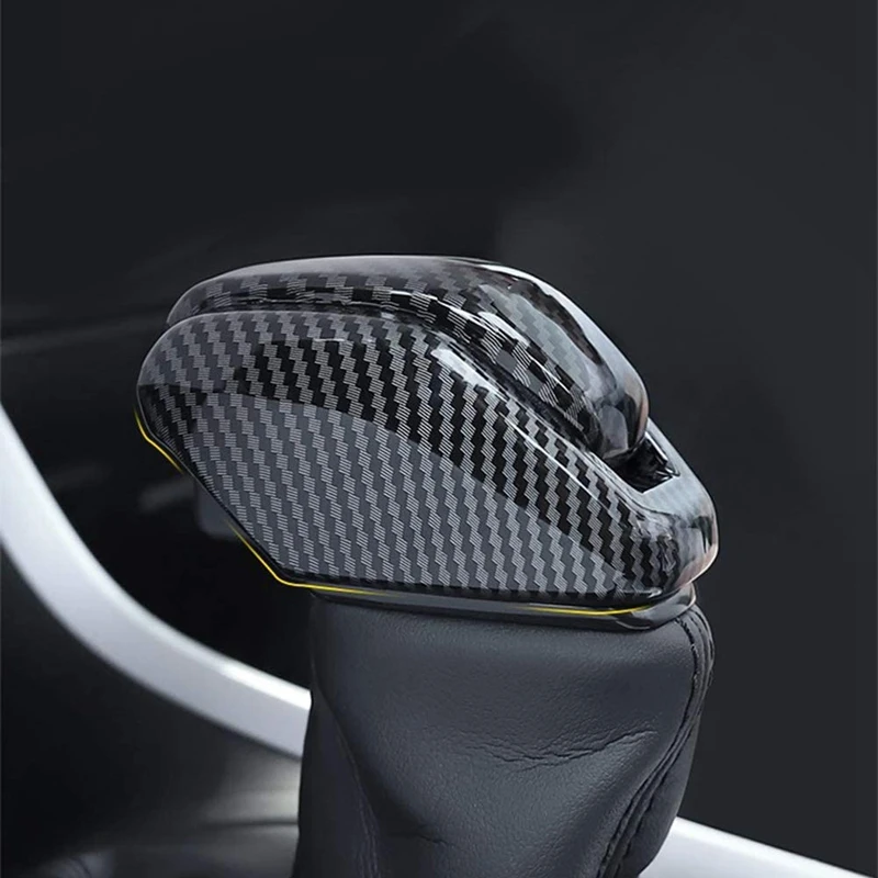 

2 PCS Carbon Fiber Gear Shift Knob Cover Sticker Head Trim for Toyota RAV4 2019-2020 2021(Buckle Style)