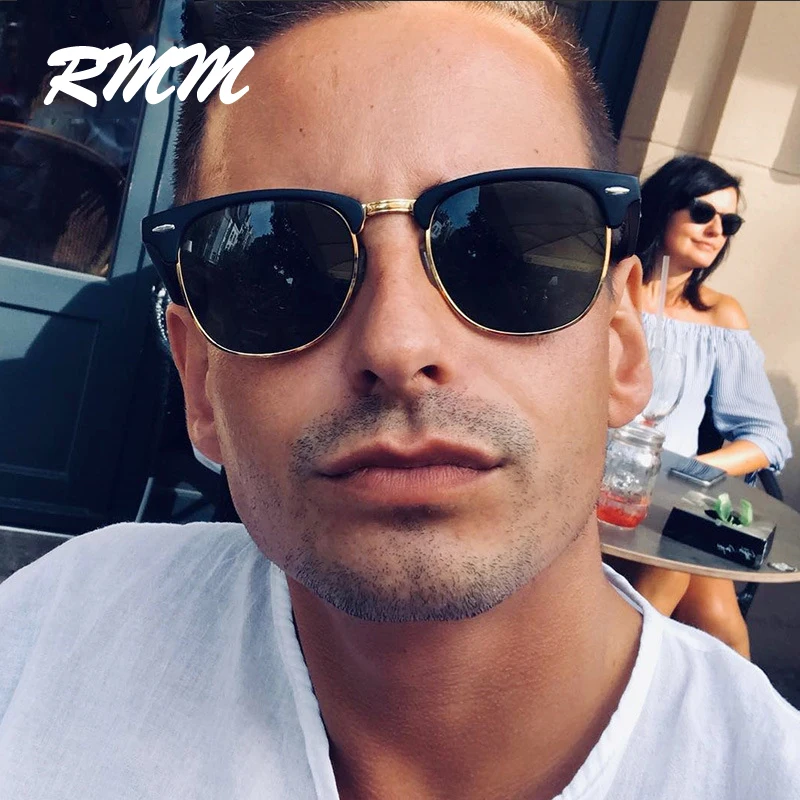 Мужские и женские солнцезащитные очки без оправы RMM классические в полуоправе UV400