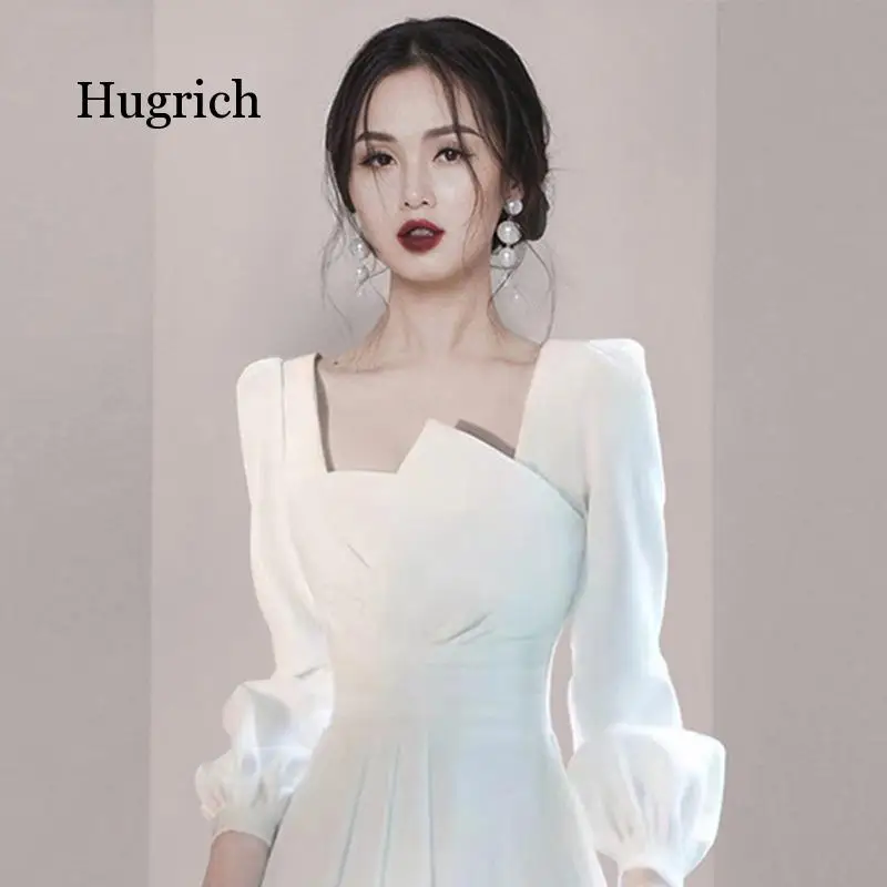 Женское платье с длинным рукавом Элегантное Длинное Платье квадратным вырезом и