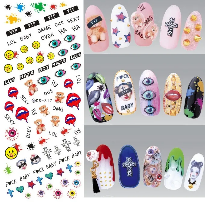 Cartoon Patterns! Nails Art Manicure Water Transfer Decal Decorations Design Nail Sticker For Tips Beauty | Красота и здоровье