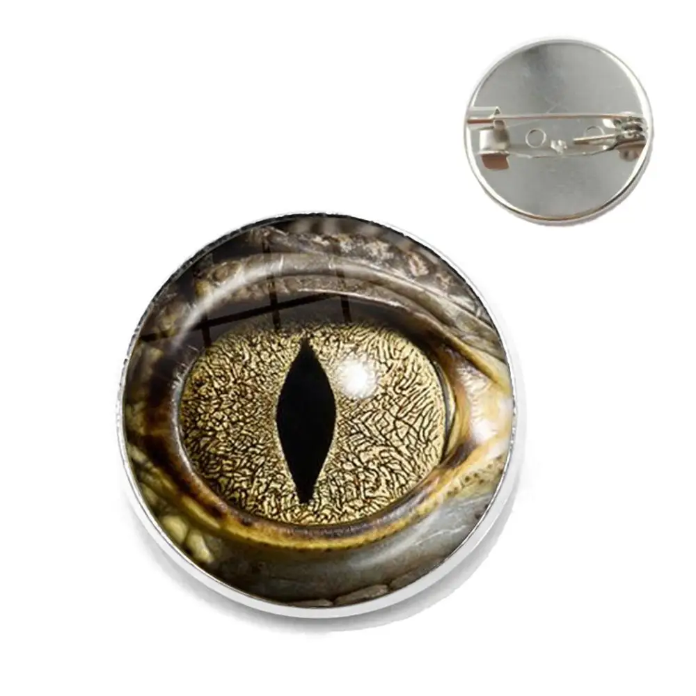Броши в виде глаз животных дракон змея сова кот тигровые глаза стеклянный