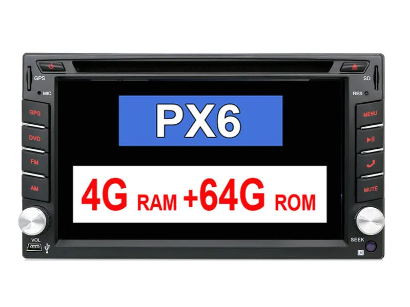 PX6 4G 64G 2 din android 9,0 Автомобильная магнитола стерео для универсальной 2din Автомагнитола автомобиля dvd gps навигация рулевое колесо Wifi карта - Цвет: PX6 4G 64G