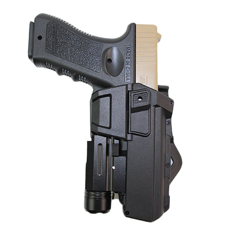 

Тактическая подвижная кобура для страйкбола Glock 17 18, с фонариком или лазерным креплением, кобура для правой руки, поясная кобура для пистоле...