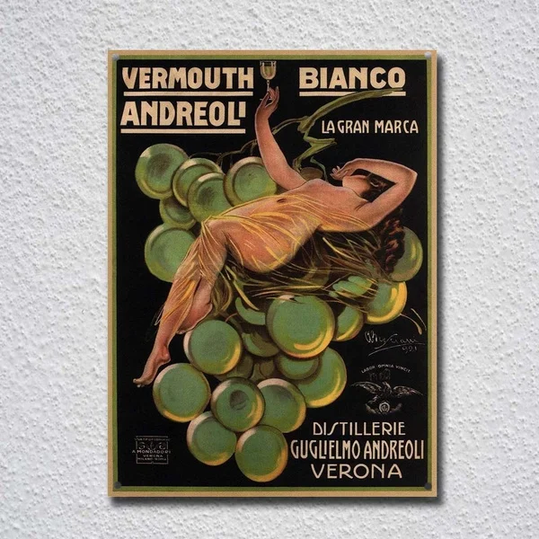 

Vermouth Bianco Andreoli 1921 Italy Italian Drink Tin Sign Metal Sign Metal Poster Metal Decor Metal Wall Sign