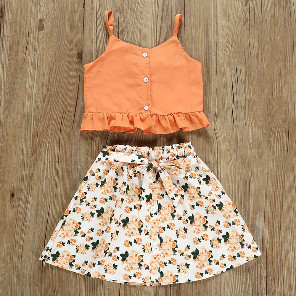 2 шт./компл. для маленьких девочек с цветочным рисунком в стиле Бохо летний костюм
