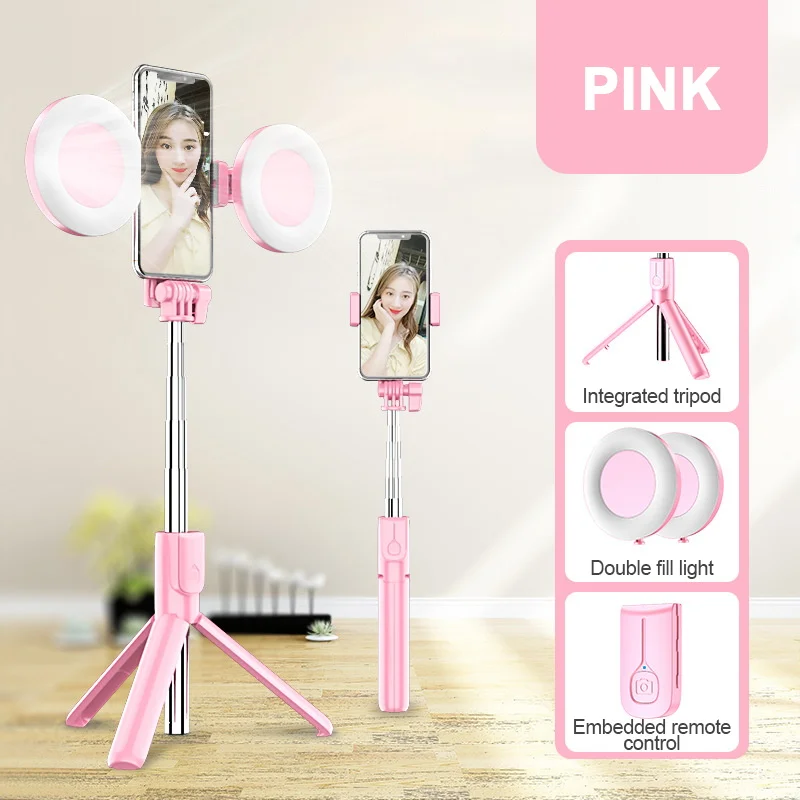 Беспроводной Bluetooth селфи палка LED кольцо свет живой Штатив для iPhone 11 Pro 7 8 складной