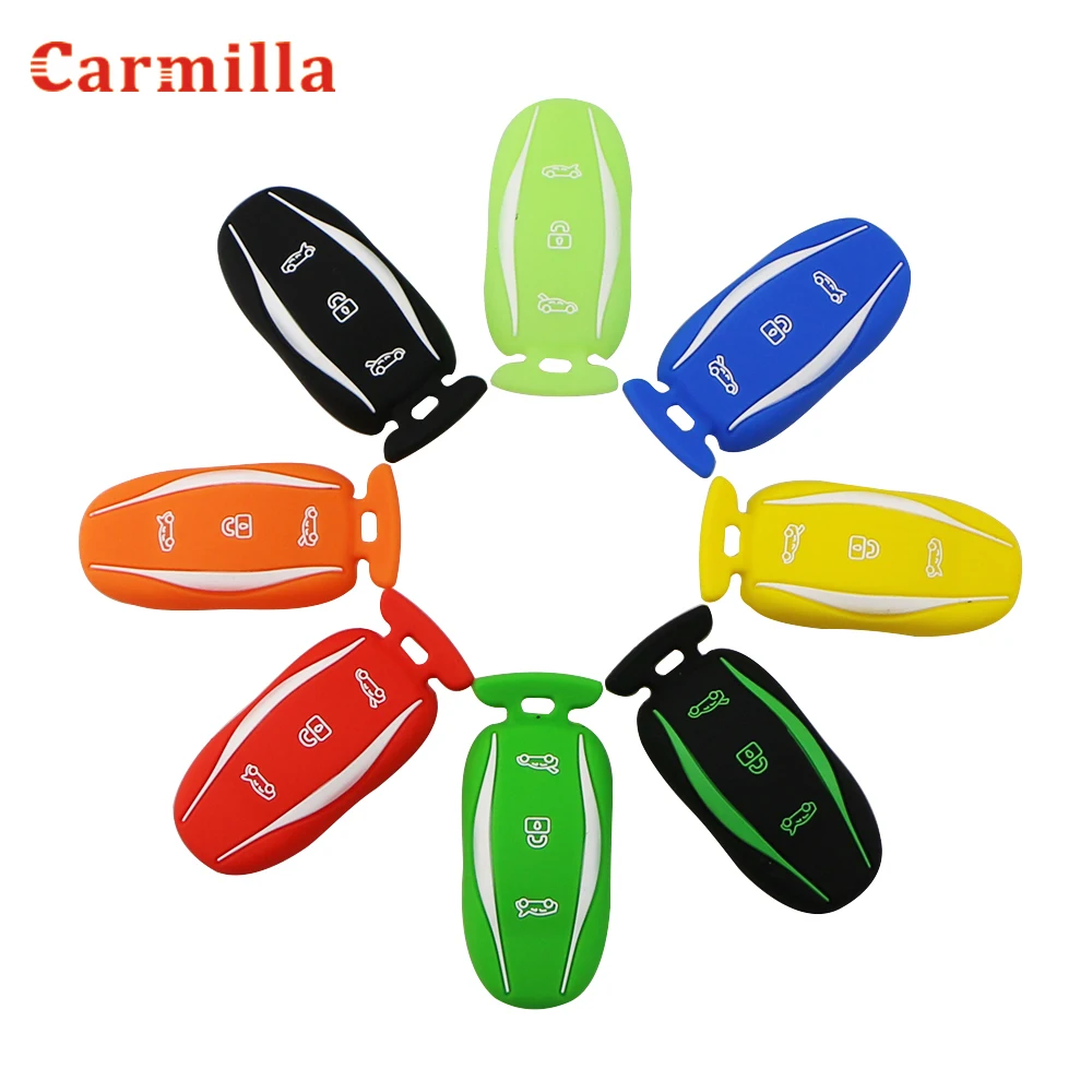 

Силиконовый чехол для автомобильного ключа Tesla Model X 75D 90D 100D S 3 кнопки с дистанционным держателем для ключей чехол для кожи аксессуар для авто...